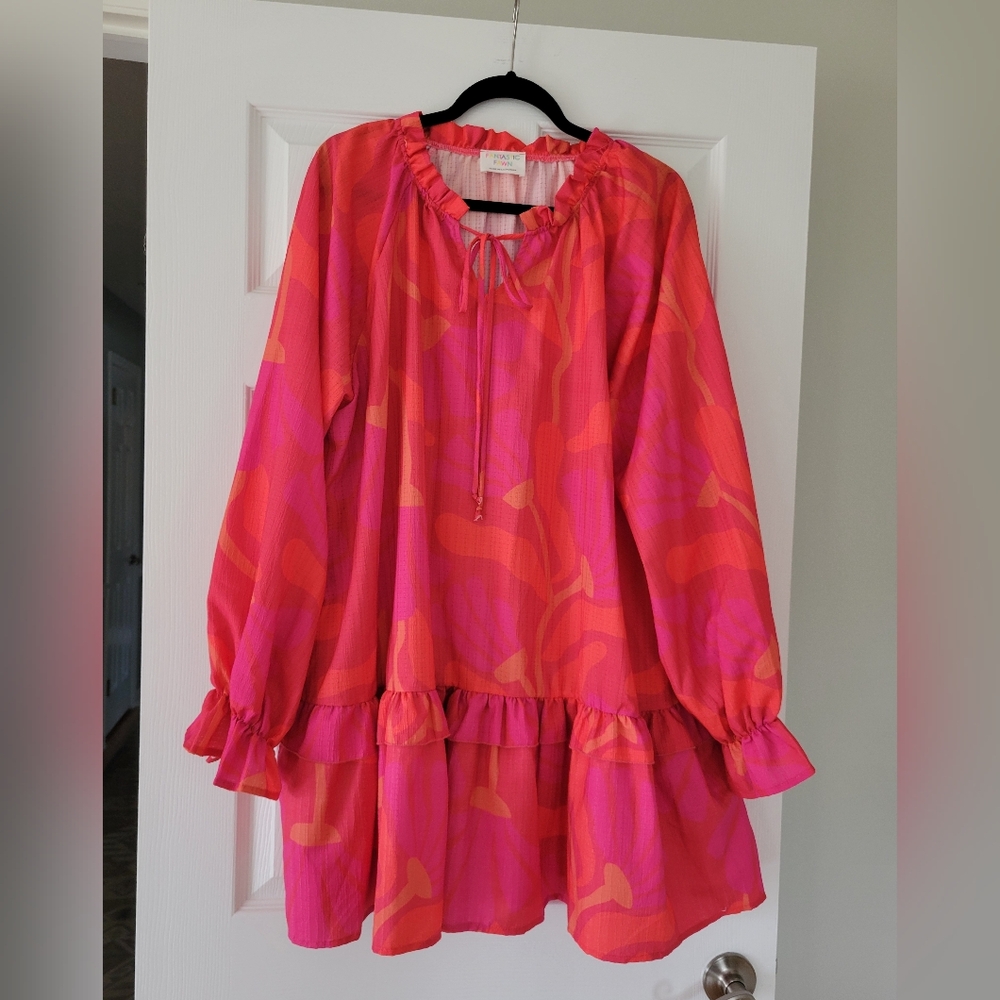 Fantastic Fawn Pink and Orange Mini Dress